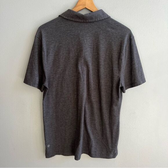 Lululemon Evolution Polo Short Sleeve Shirt Charcoal Heathered Grey Size Small - Picture 5 of 9